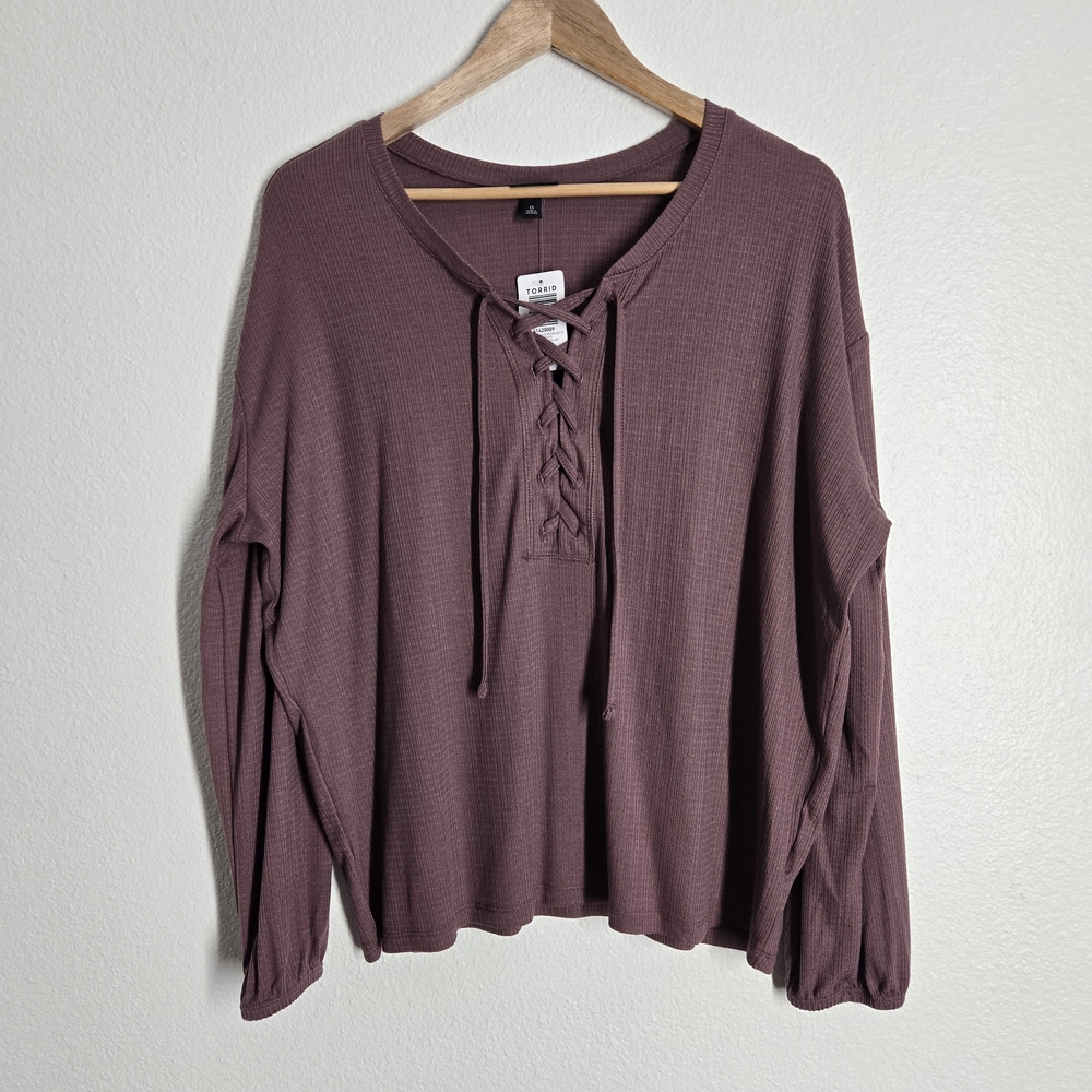 Torrid Lace-Up Mauve Top